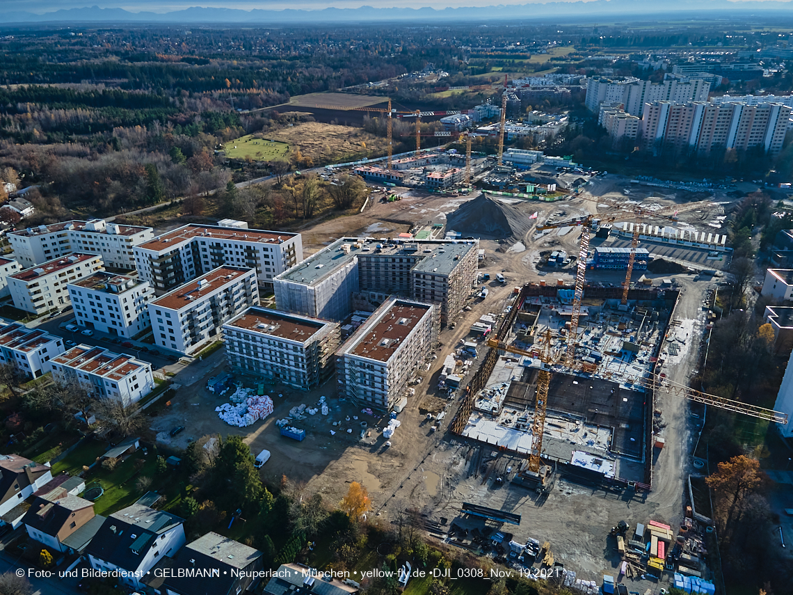 19.11.2021 - Luftbilder von der Baustelle Alexisquartier und Pandion Verde in Neuperlach